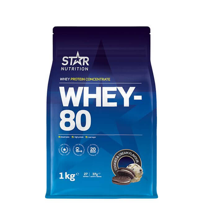 Whey-80 Vassleprotein 1 kg. Cookies and Cream